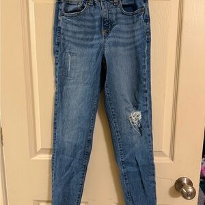 Cat & Jack Girls Light Blue Straight Distressed Jeans